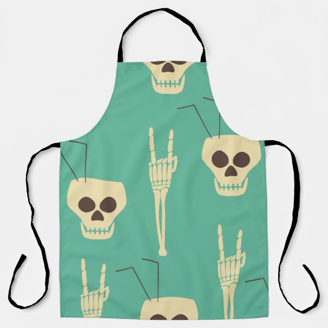 Hell party seamless pattern. Human skulls as goble Apron (Front)