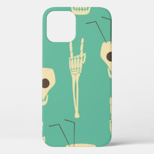 Hell party seamless pattern. Human skulls as goble iPhone 12 Case