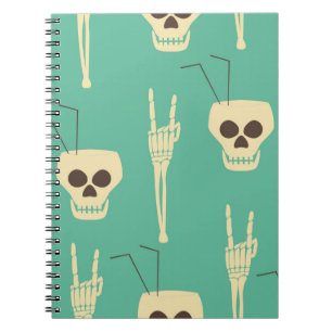 Hell party seamless pattern. Human skulls as goble Notebook