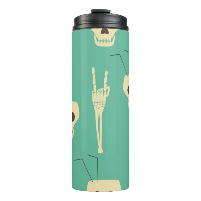 Hell party seamless pattern. Human skulls as goble Thermal Tumbler (Front)