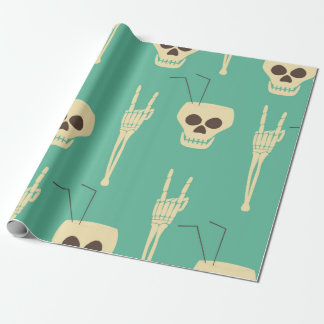 Hell party seamless pattern. Human skulls as goble Wrapping Paper