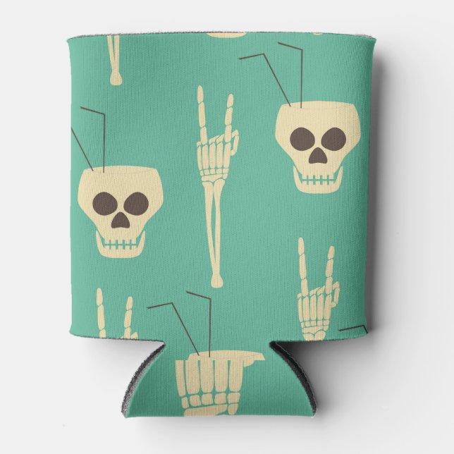 Hell Party: Skeleton Halloween Design Can Cooler (Front)