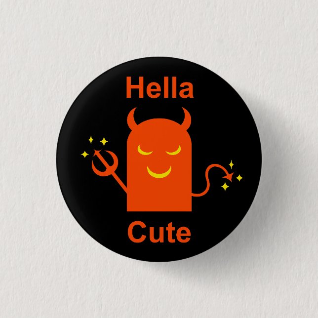 Hella Cute Funny Halloween Demon Devil 1 Inch Round Button (Front)