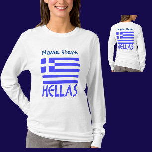 Hellas and Greek Flag Blue Personalization T-Shirt