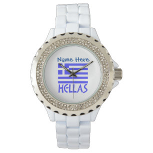 Hellas and Greek Flag Blue Personalization Watch