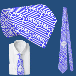 Hellas and Greek Flag Tiled Blue Personalization  Tie