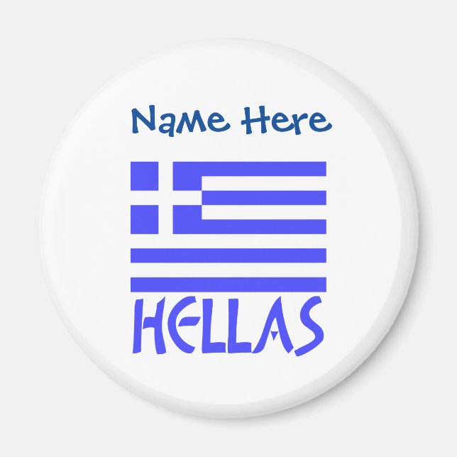 Hellas Greek Flag Blue Personalized Magnet (Front)