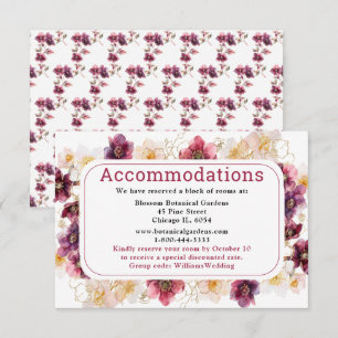 Hellebore Floral Burgundy Wedding Accommodations Enclosure Card