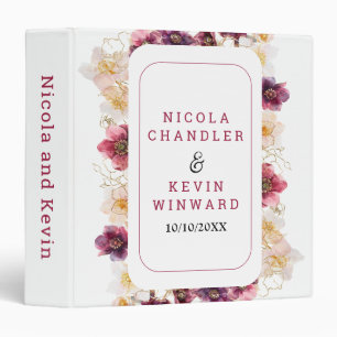 Hellebore Floral Burgundy Wedding Photo Album Binder