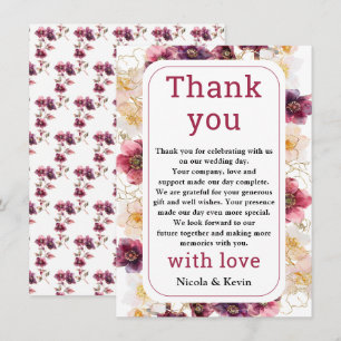 Hellebore Floral Burgundy Wedding Thank You