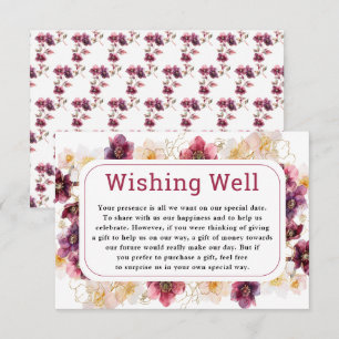 Hellebore Floral Burgundy Wedding Wishing Well Enclosure Card