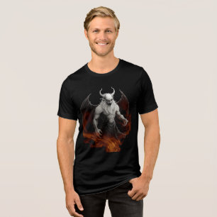 Hellfire Demon with Wings and Horns Tri-Blend Shirt