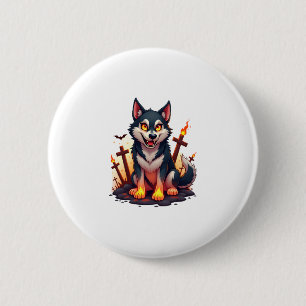 Hellhound Husky Dog 2 Inch Round Button