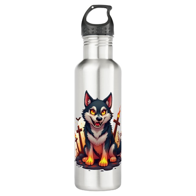Hellhound Husky Dog 710 Ml Water Bottle (Front)