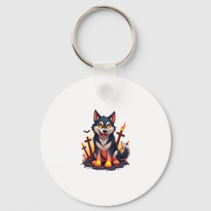 Hellhound Husky Dog Keychain