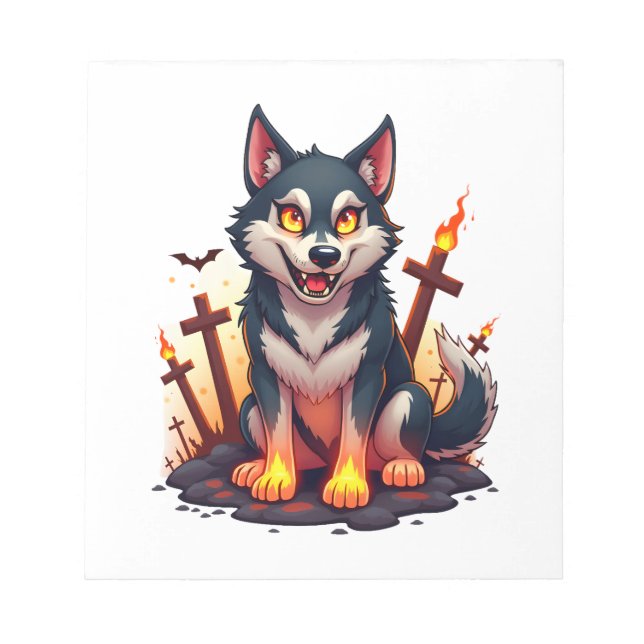 Hellhound Husky Dog Notepad (Front)