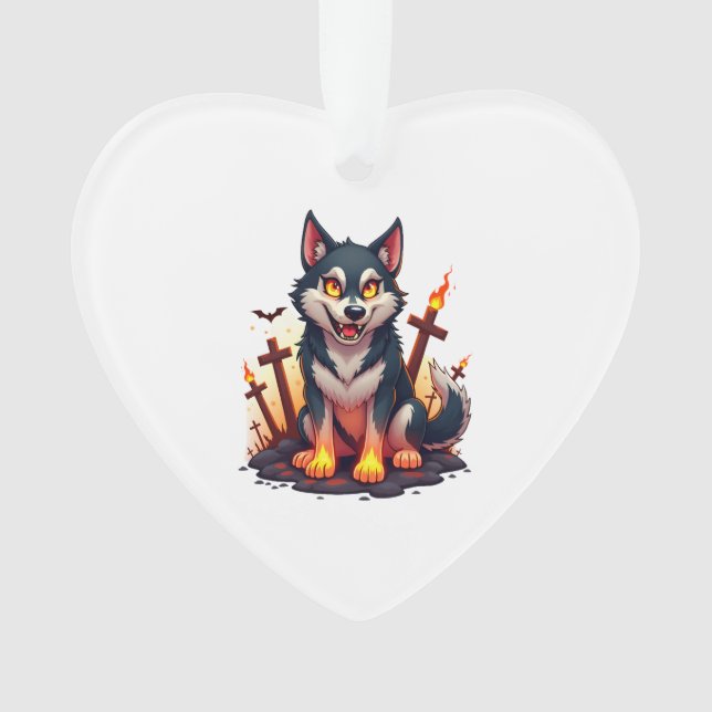 Hellhound Husky Dog Ornament (Front)