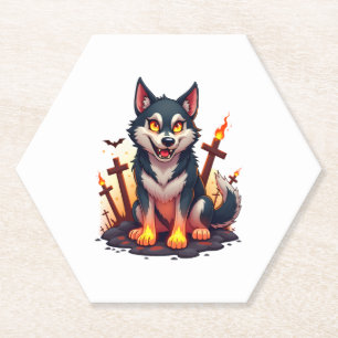 Hellhound Husky Dog Paper Coaster