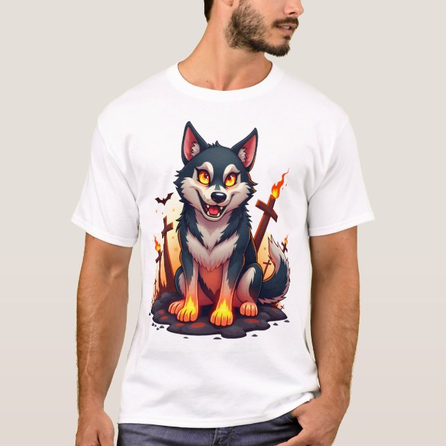 Hellhound Husky Dog T-Shirt (Front)