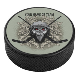 Hellish Hockey Goalie (personalized) Puck