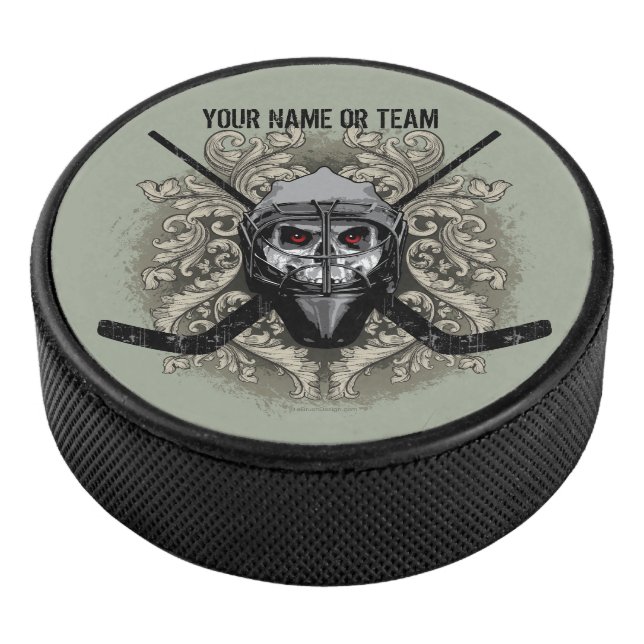 Hellish Hockey Goalie (personalized) Puck (3/4)