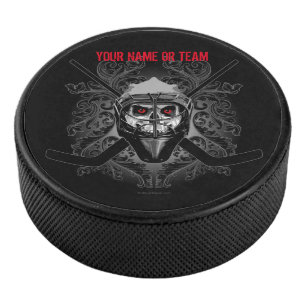Hellish Hockey Goalie (personalized) Puck