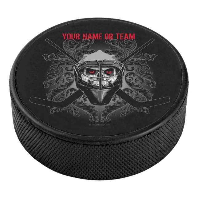Hellish Hockey Goalie (personalized) Puck (3/4)