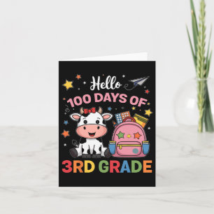 Hello 100 Days Of 3rd Grade Cute Cow 100th Day Of  Card