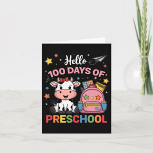 Hello 100 Days Of Preschool Cute Cow 100th Day Of  Card