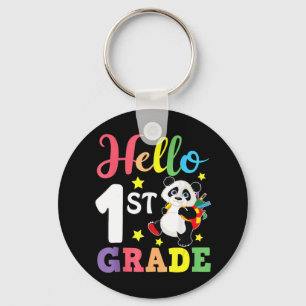 Hello 1st Grade Cute Panda Back To School Student  Keychain