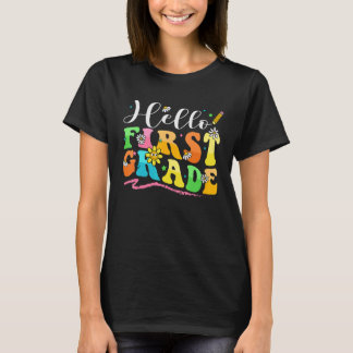 Hello 1st Grade Cute Pencil Rainbow Back to School T-Shirt