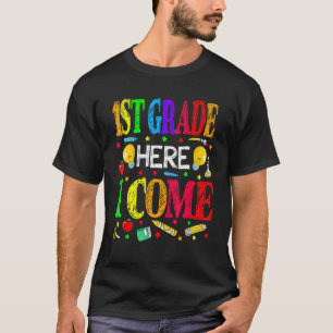 Hello 1st Grade Here I Come Retro Vintage Back To  T-Shirt