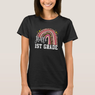 Hello 1st Grade Rainbow Leopard First Grade Back T T-Shirt