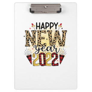 Hello 2022 Happy New Year 2022 Leopard Clipboard
