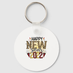 Hello 2022 Happy New Year 2022 Leopard Keychain