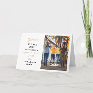 Hello 2022 Happy New Year Hand Lettered Photo Holiday Card