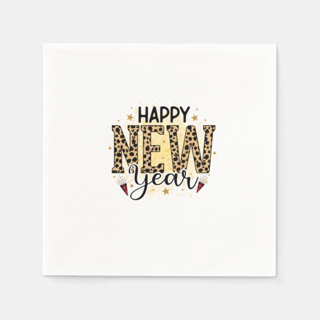 Hello 2022 Happy New Year Leopard Napkin (Front)