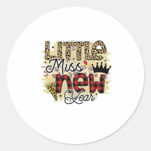 Hello 2022 Little Miss New Year Classic Round Sticker