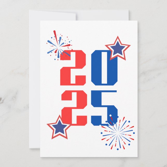 HELLO 2025 Red and blue Holiday card (Front)