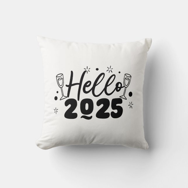 hello 2025 throw pillow (Front)