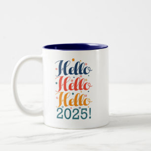 Hello 2025 Two-Tone coffee mug