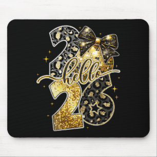 Hello 2026 Coquette Bow Leopard New Years Eve Part Mouse Pad
