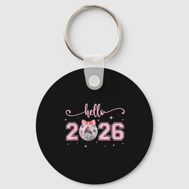 Hello 2026 Cute Nk Bow 2026 New Year's Eve Party  Keychain (Front)
