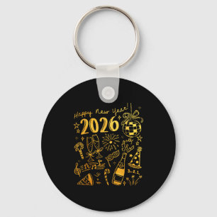 Hello 2026 Disco Ball Coquette Bow Happy New Year  Keychain