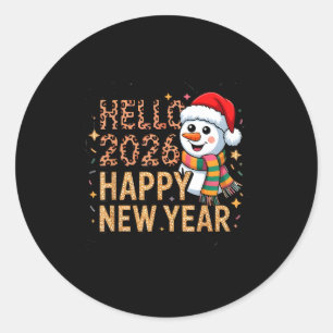 Hello 2026 Happy New Year  Classic Round Sticker