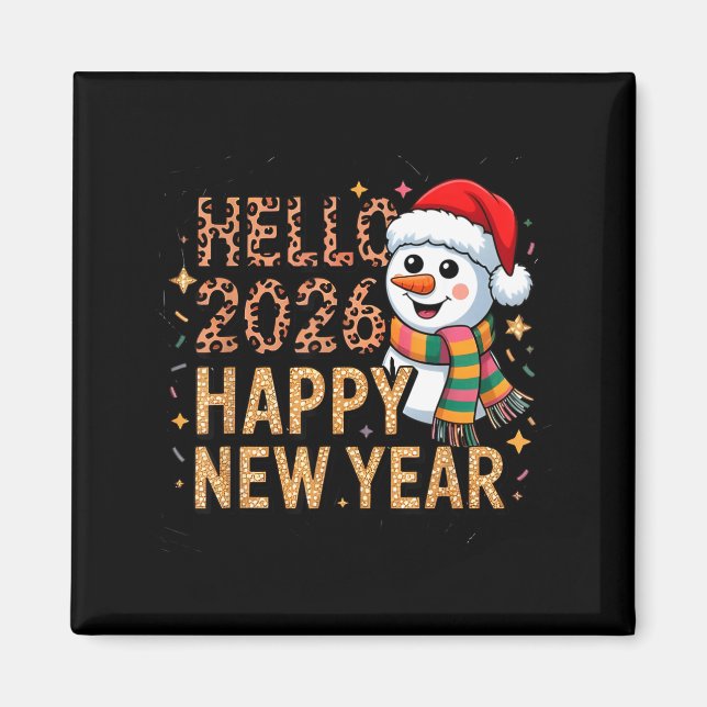 Hello 2026 Happy New Year  Magnet (Front)