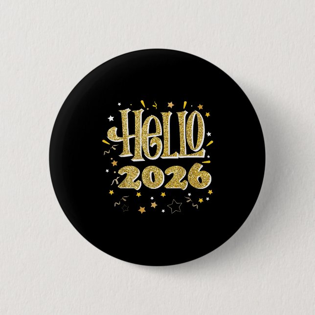 Hello 2026 Happy New Year Pajama Funny Family Matc 2 Inch Round Button (Front)