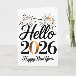 Hello 2026 Happy New Year Retro Glam Card