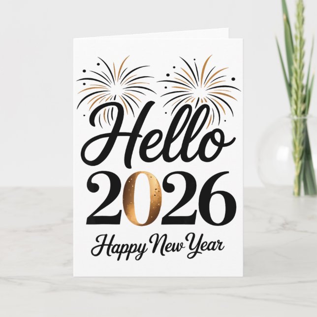 Hello 2026 Happy New Year Retro Glam  Card (Front)