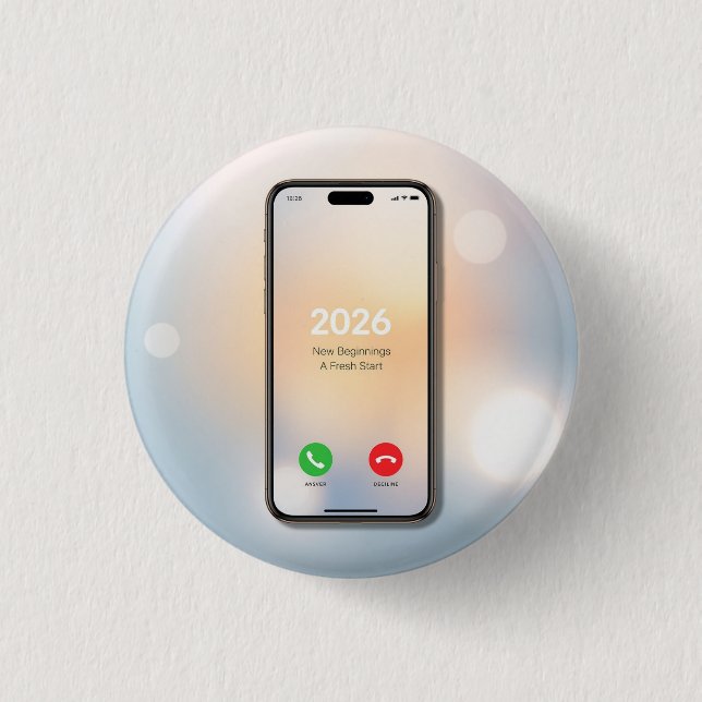"Hello 2026 – New Beginnings 🌟" 1 Inch Round Button (Front)